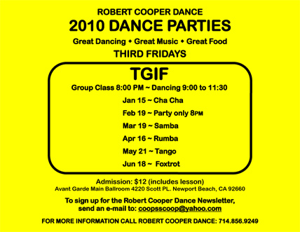 Robert Cooper's January-June 2010 Dance Parties at Avant Garde Ballroom