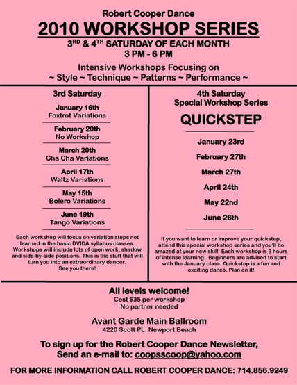 Robert Cooper's January-June Workshop Series at Avant Garde Ballroom