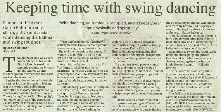 Keeping time with swing dancing